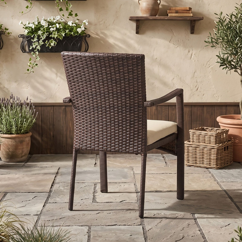 Chaise de jardin en osier avec coussin