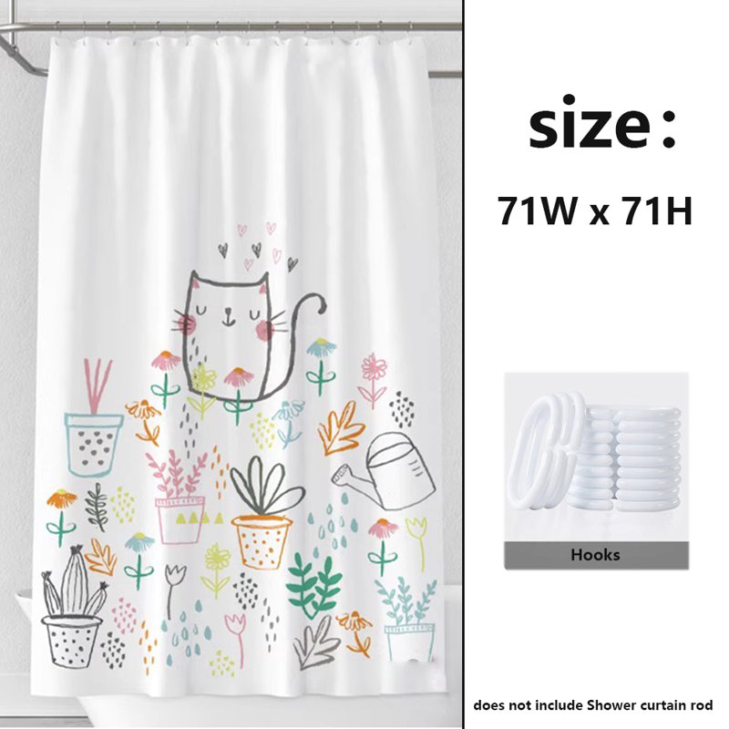 Polyester Shower Curtain With Hooks