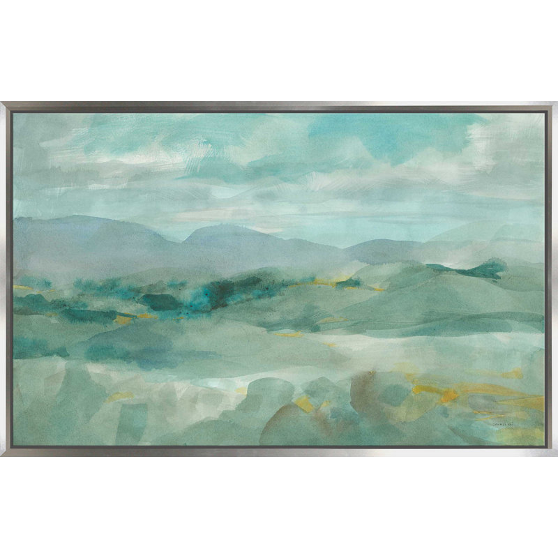 Green Mountain View - Peinture, H 31,5 po x l 51,5 po x P 2 po, Cadre flottant argent