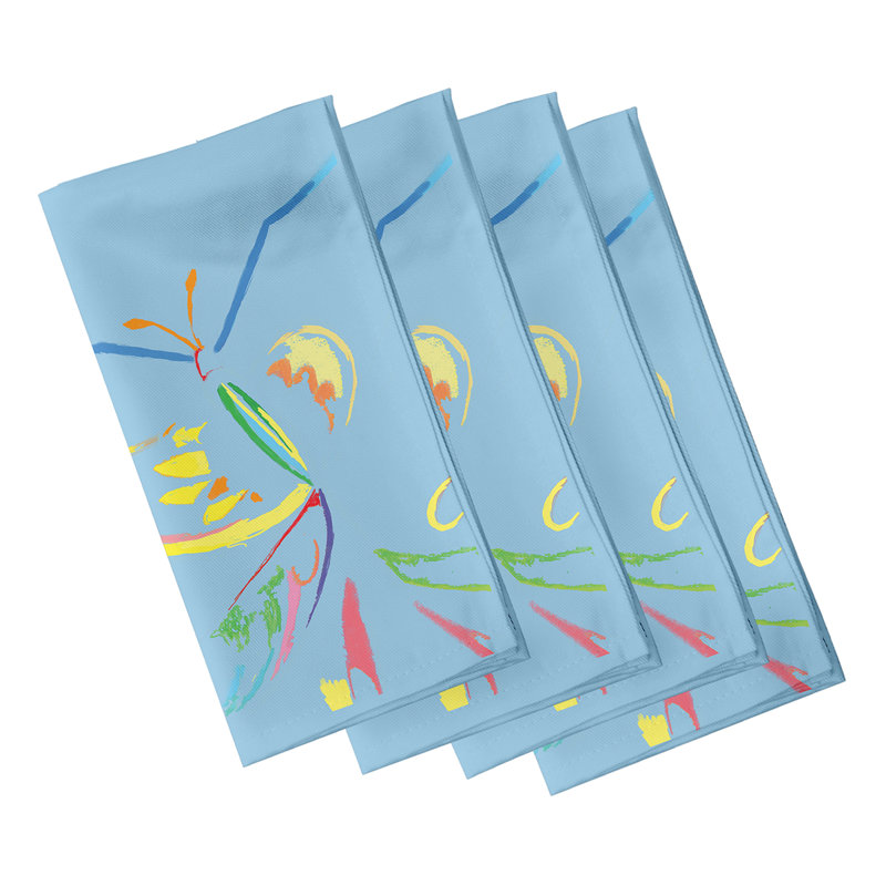Torin Polyester Floral Square Napkin, 18" W x 18" L, Red / Orange / Yellow