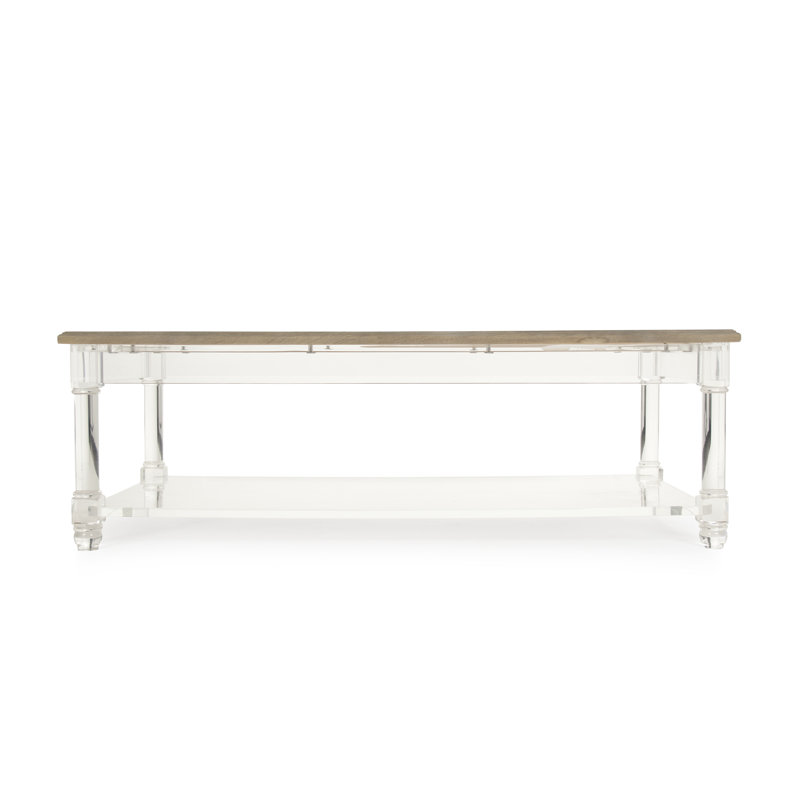 Corbin Rectangular Wood and Glass Coffee Table with Storage