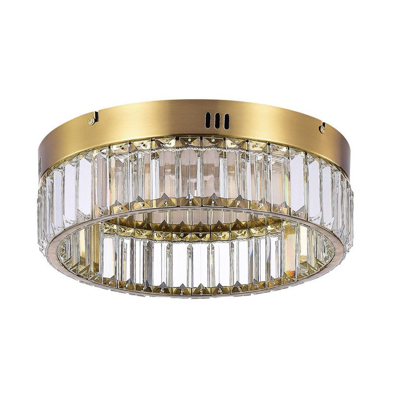 Crystal LED Flush Mount, Brushed Brass