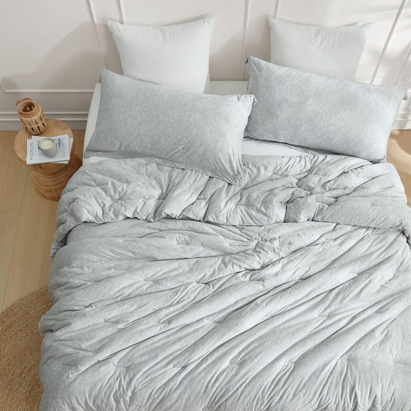 Coma Inducer Rayon Glacier Oversized Comforter Set, Twin Extra Long Comforter + 1 Standard Sham, Gray