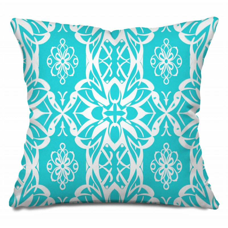 Coussin décoratif réversible à motif floral, H 14 po x l 14 po