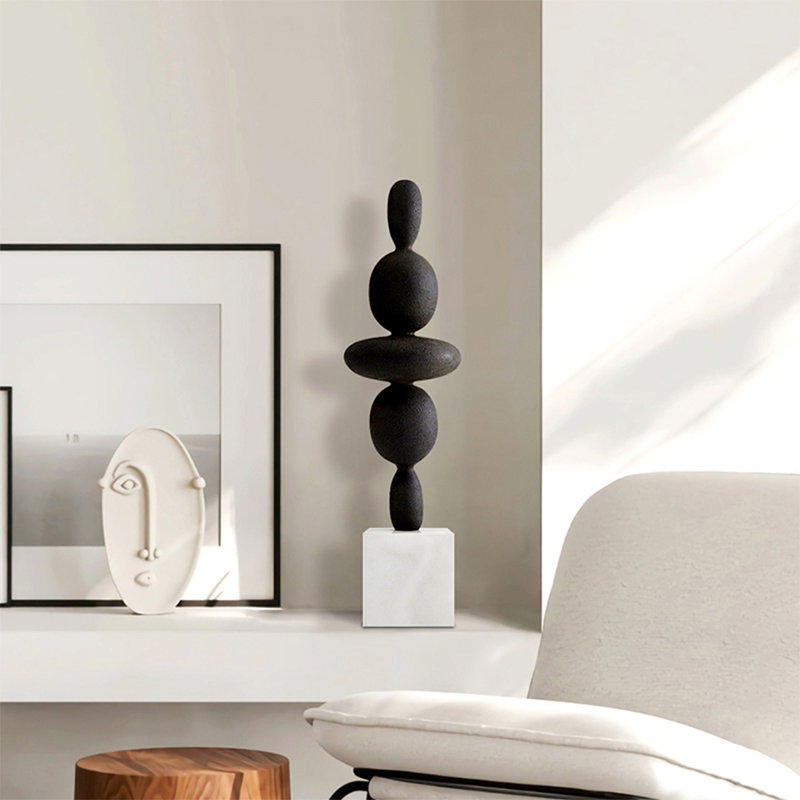 Noir, blanc, objet décoratif moderne en bois massif