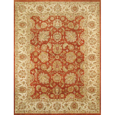 Agra Oriental Hand-Knotted Wool Red/Brown Area Rug