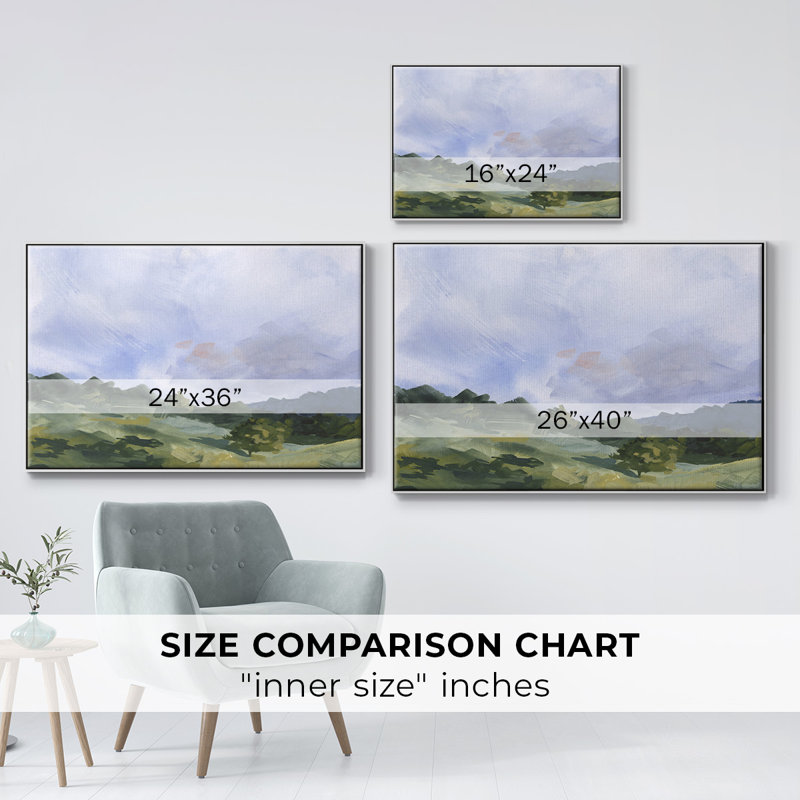 «Pastoral Horizons I», reproduction sur toile, H 17 po x l 25 po x P 2 po, Blanc