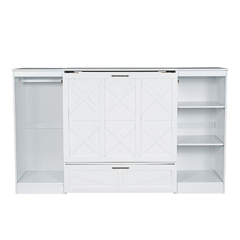 Lit escamotable moderne avec tablettes de chevet et garde-robe