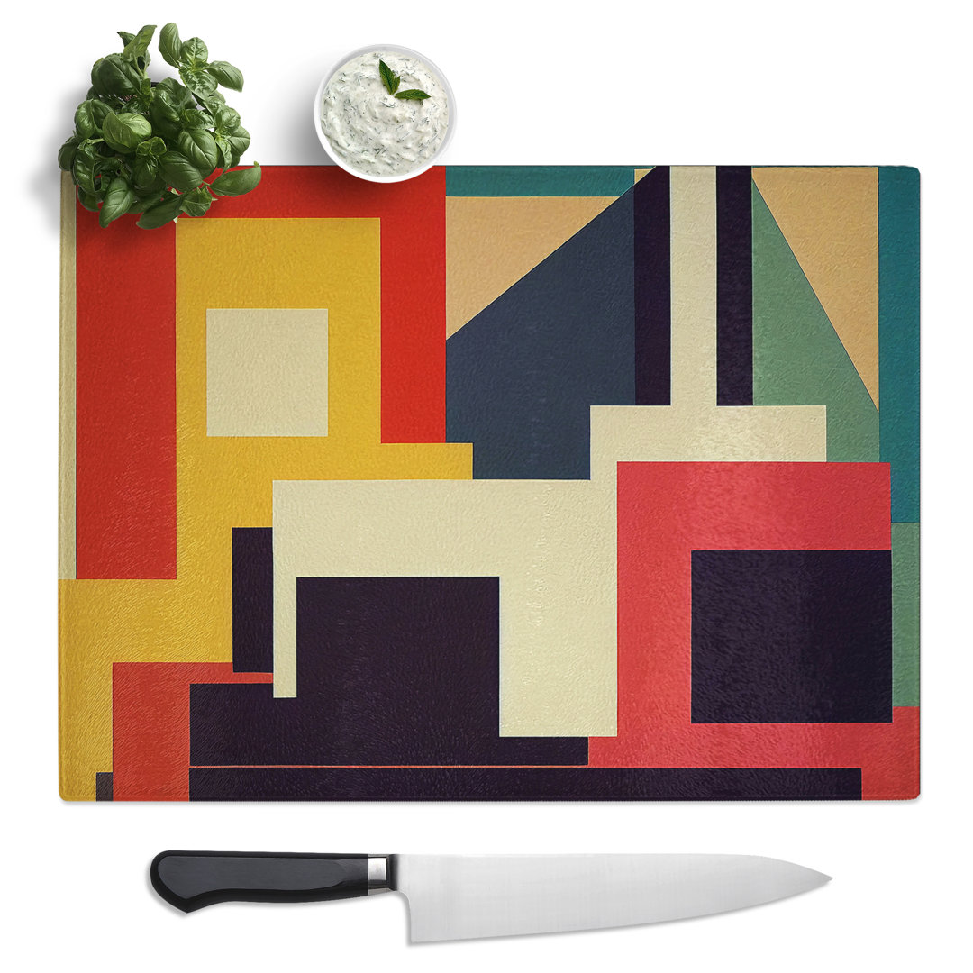 Modern Suprematism Art Vol.8 Abstract  Glass Chopping Board