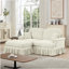 Elegant Mid Century Two Seater Modular L Shaped Sofa Couch With Flared Arms, Removable Skirts, Spindle Legs And Movable Ottoman For Versatile Comfort-694059725