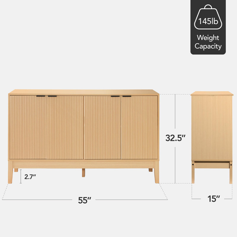 Buffet 55 po 4 portes, Naturel