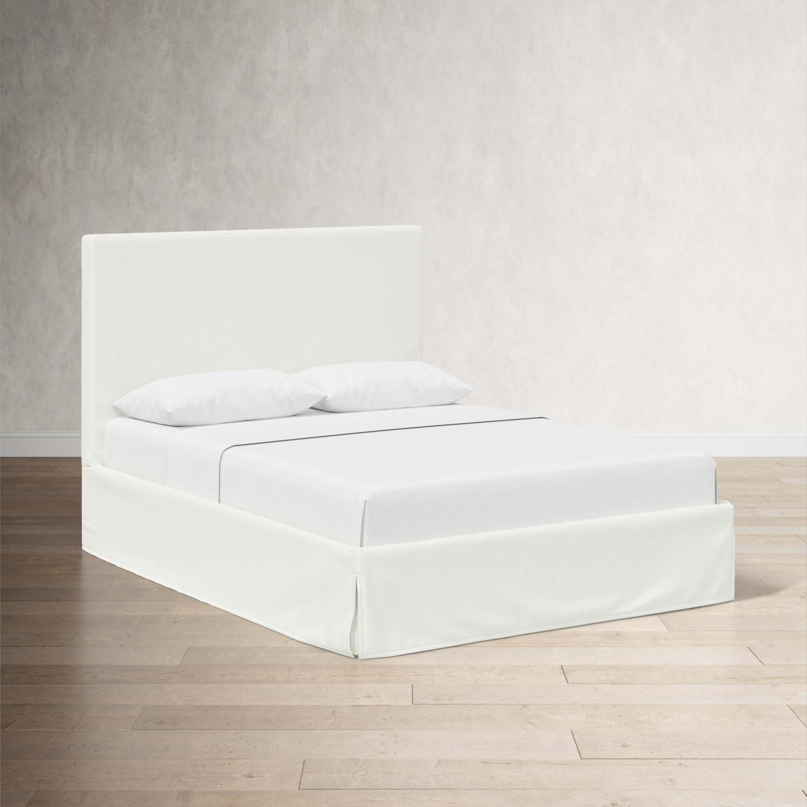 Verona Upholstered Slipcover Bed, Zuma White Textured Linen, Queen