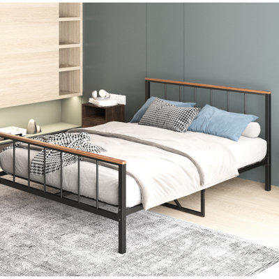 Metal Platform Bed Frame Full With Headboard And , Construction, Box Spring Not Essential For A Quiet Night Full Having Manufacturing, No Necessary Dream
