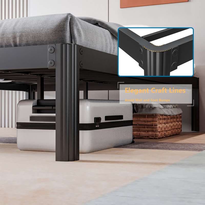 Ashwyn Verret Reinforced High Load-Bearing Frame Type Iron Bed with Anti-Shaking Design, Full / Double