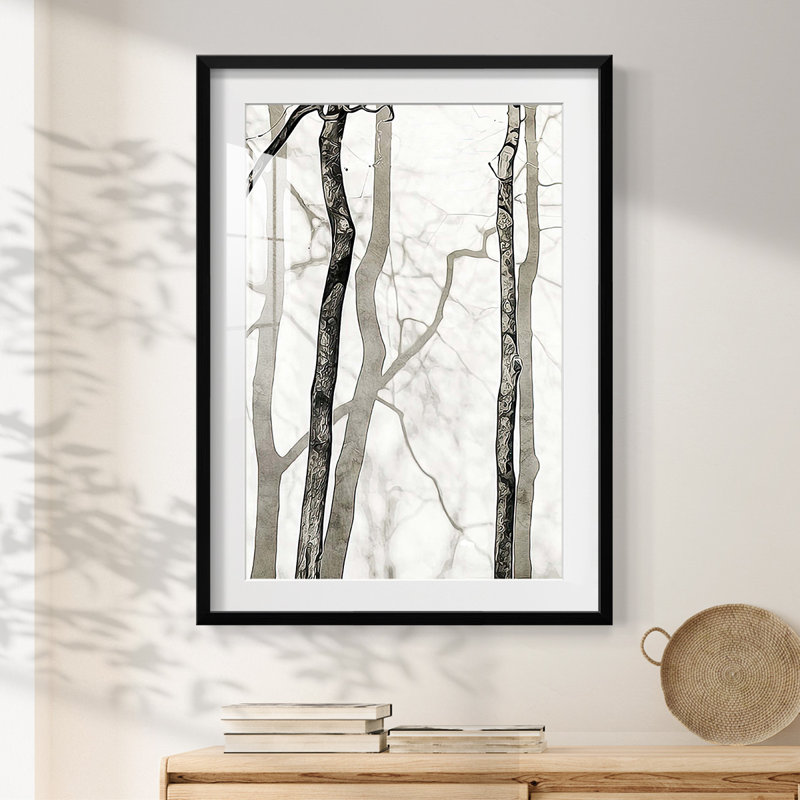 Shadowed Tree Trunks II - impression encadrée, Noir, H 28,5 po x l 20,5 po
