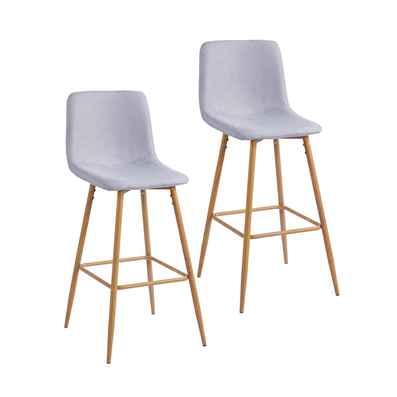 Upholstered Counter Stool with Metal Frame, Grey