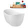 66" Streamline Soaking Glossy White Freestanding Tub and Tray With Internal Drain