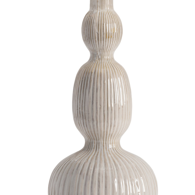 Lampe de table blanche en céramique à triple gourde avec texture nervurée