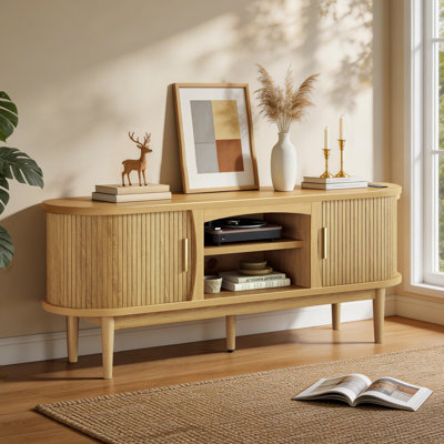 Meuble télé 58 po avec prises de courant Mid-Century Modern