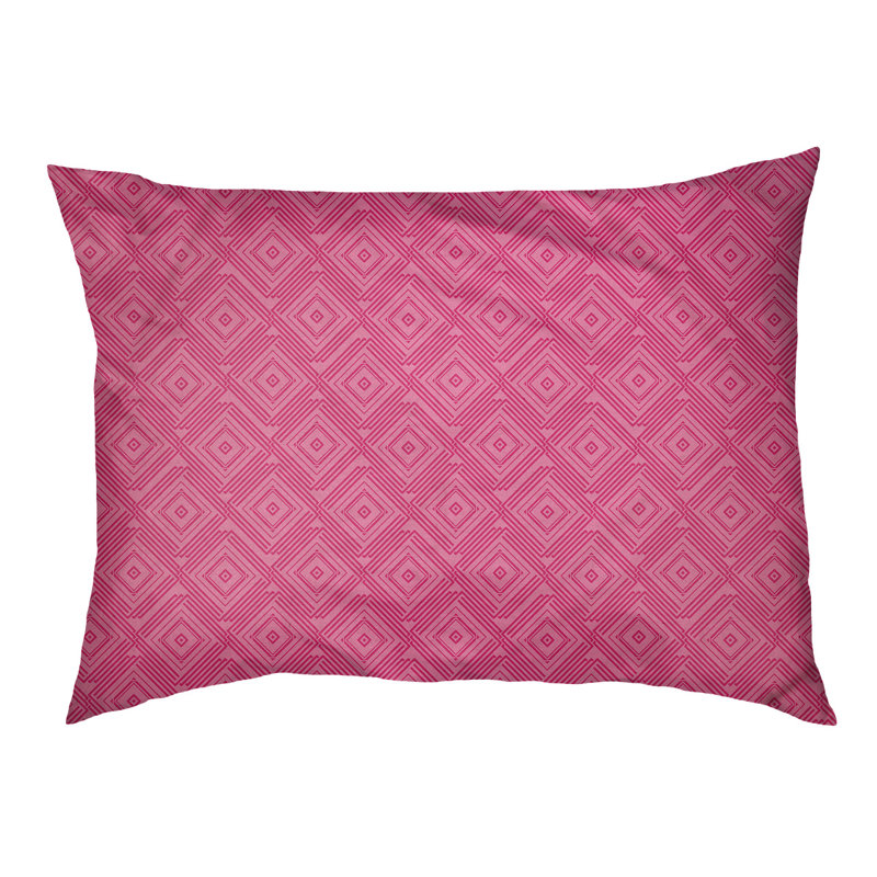 Coussin stylisé de labyrinthe carré Byrge, Rose, L 52 po x l 42 po