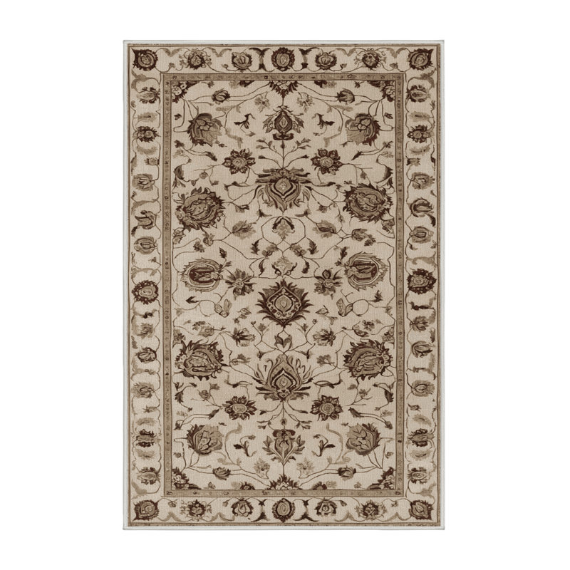 Machine Washable Persian Beige Area Rug, Rectangle 8' x 12'