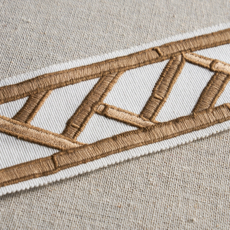 Schumacher x David Kaihoi Bamboo Trellis Tape, Sesame