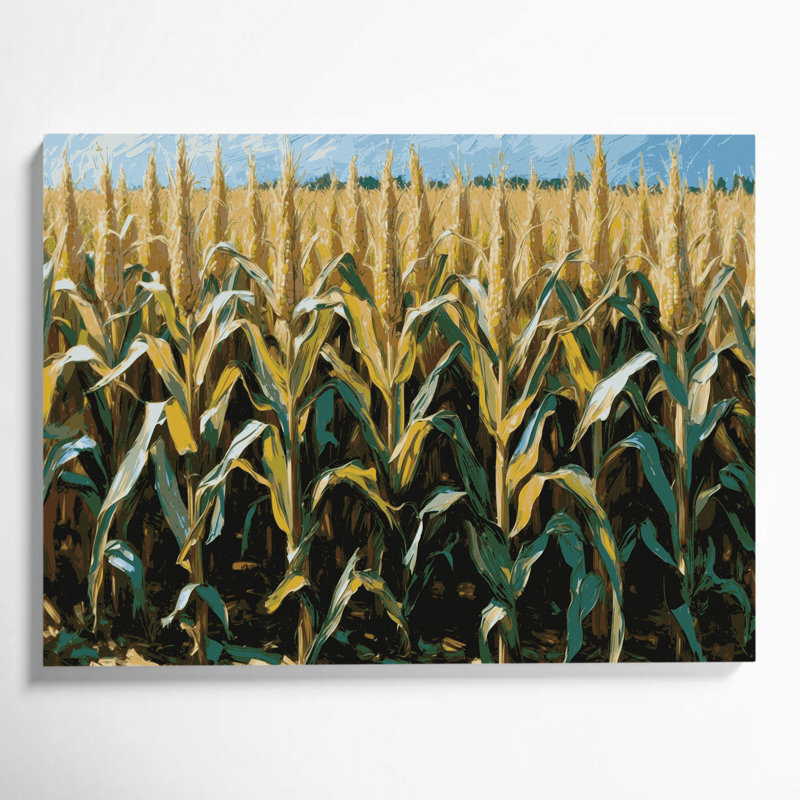 «Farm Corn Stalks», art mural sur toile brune, H 20 po x l 24 po
