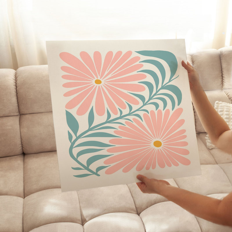 «Floral Deux Fleurs», reproduction d'art moderne sans cadre, H 10 po x l 10 po