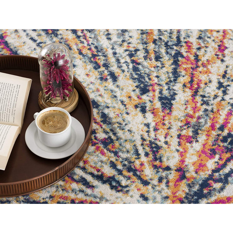 Massaline Washable Abstract Indoor Rug, Rectangle 5' x 8'