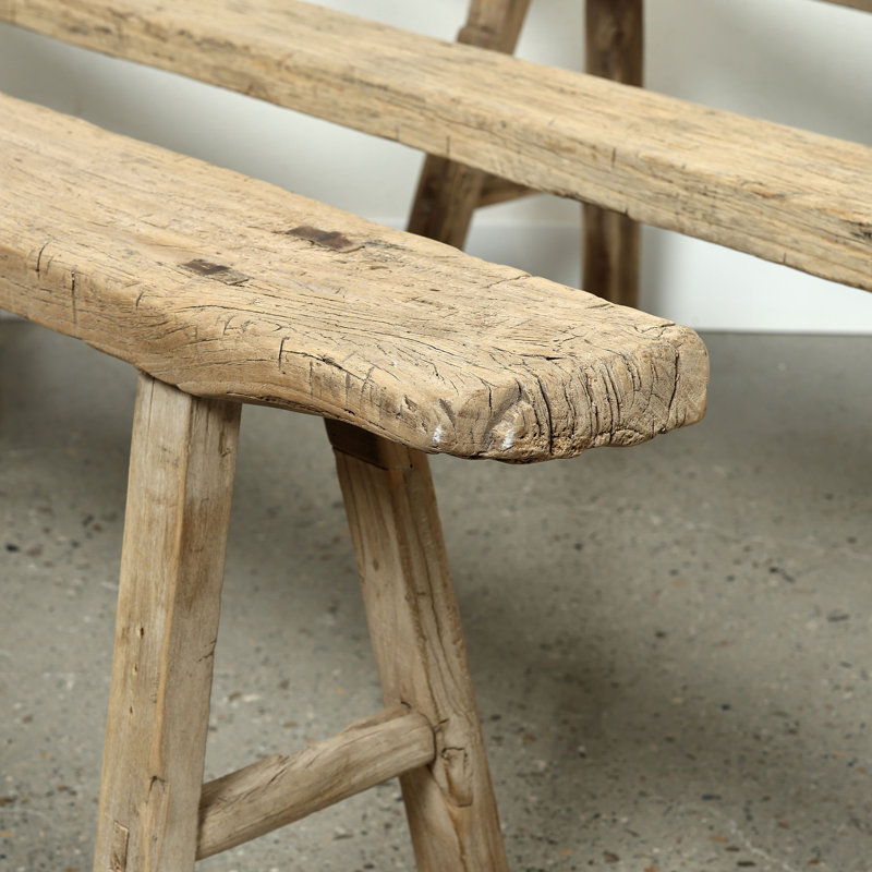 Lily's Living Vintage Noodle Bench, Weathered Natural Wood Finish , 20" H x 75" W x 6" D
