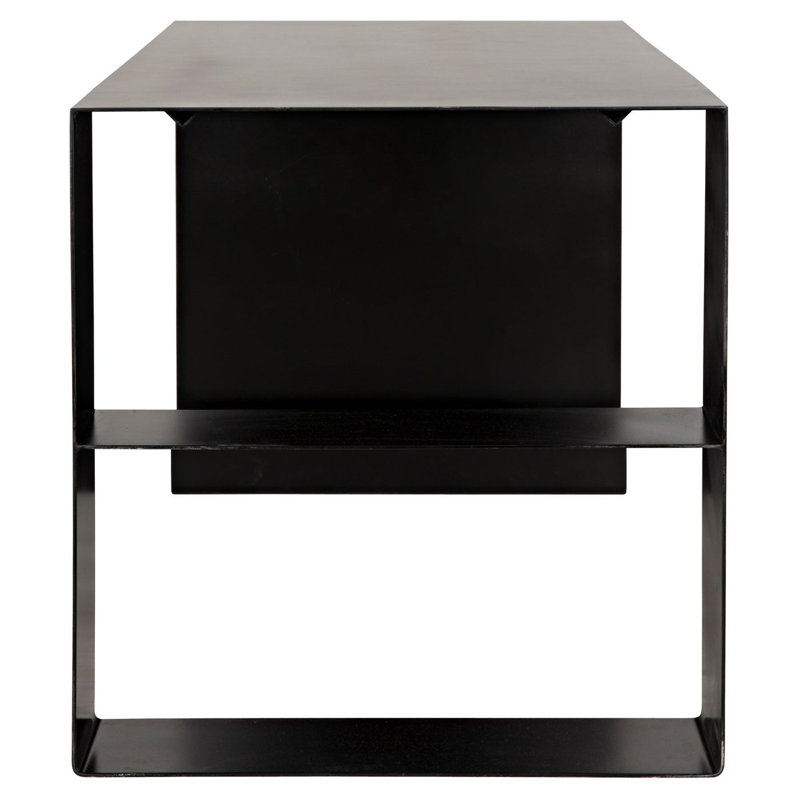 Noir Rustic Charm 60" Black Wood & Metal Writing Desk