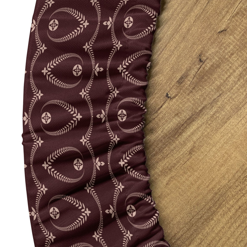 East Urban Home Antique Fitted Round TablecloSeal Brown and Blush 87447, 64.17" Round