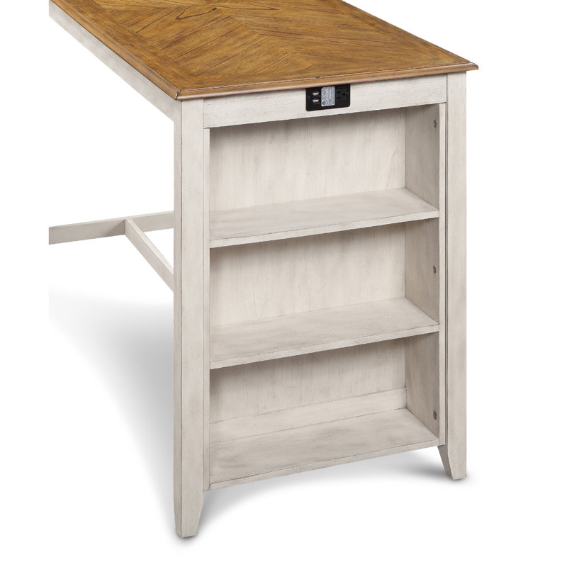 Ensemble de table de comptoir 5 pièces 60 pouces avec ports USB Josiha, Blanc / Brun, H 41 po x L 17,13 po x l 18,88 po
