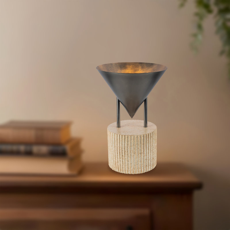 Versus 15-in Brass Table Lamp, Aged Steel