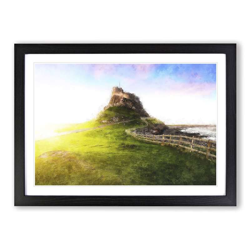 Holy Island Lindisfarne - Picture Frame Painting Print, 24cm H x 33cm W x 2cm D, Black Framed