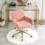 Chaise de bureau rose avec base en métal doré, construction robuste pour étudier la chaise de base, rose, large