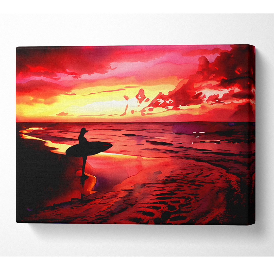 Rotes Surfermädchen - Wrapped Canvas Kunstdrucke