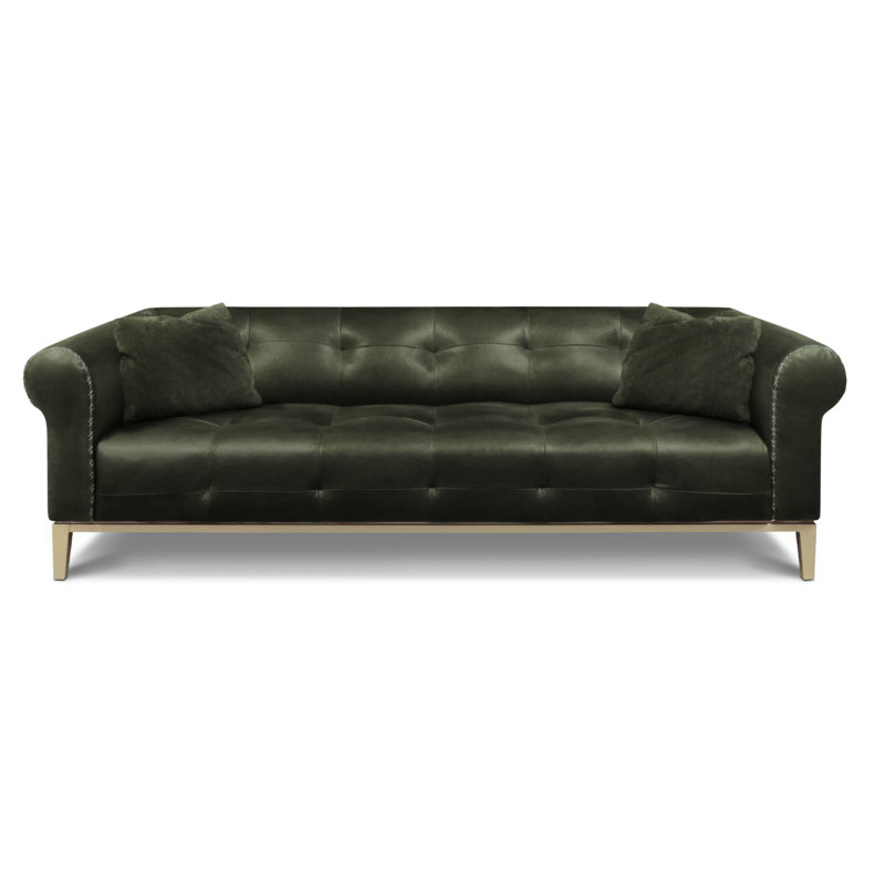 Sloanestreet Leather Sofa, Desert (Longhorn), Stainless Steel