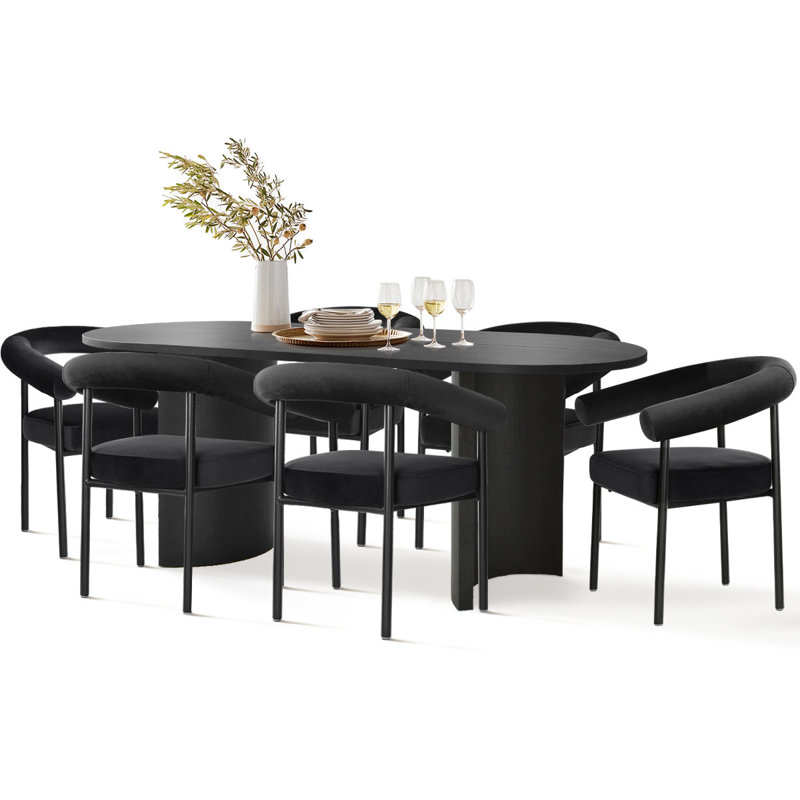 35.5'' W X 79'' L Restaurant Dining Set, Black