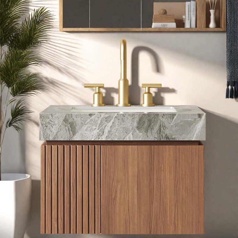 Meuble-lavabo moderne en bois de 24 po (doit inclure le meuble-lavabo et le lavabo) avec rangement