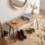 Banc en bois d'acacia à bords naturels avec pieds en épingle à cheveux, 91 cm-849560333