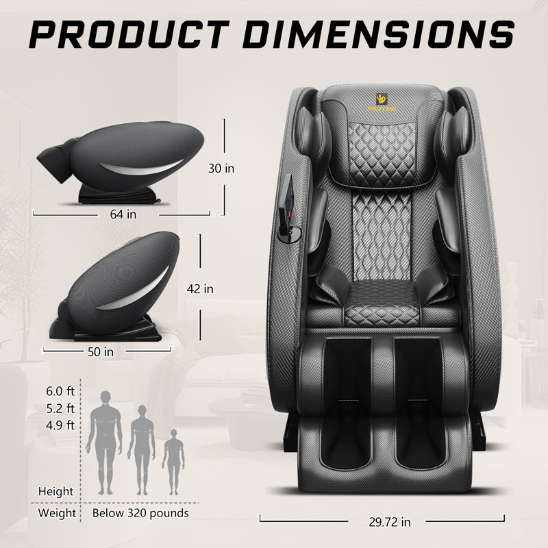 Fauteuil de massage inclinable avec chauffage, airbags, fauteuil de massage zéro gravité, haut-parleur Bluetooth