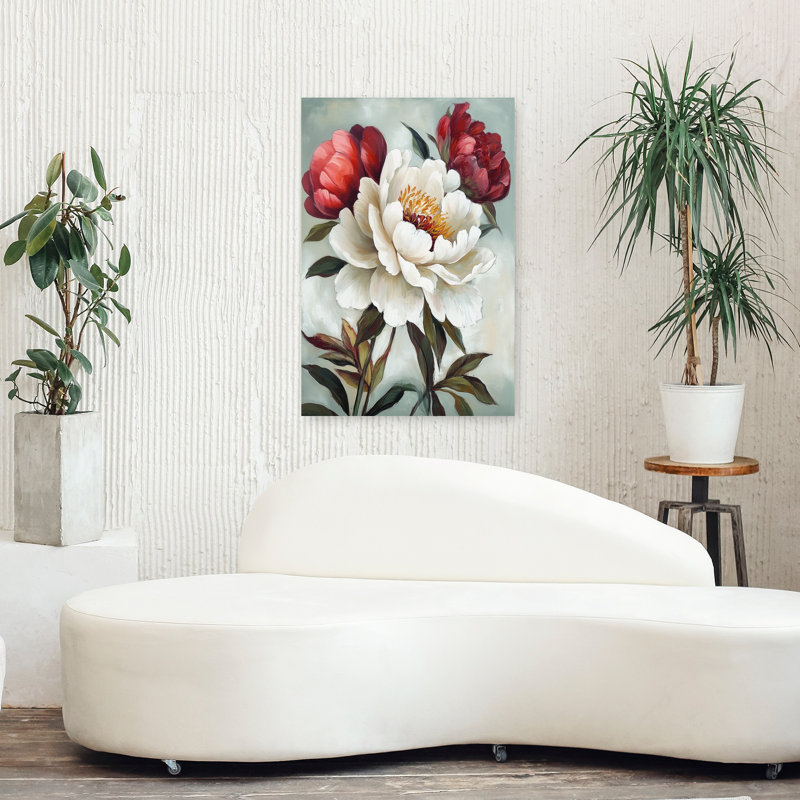 Art contemporain, art abstrait, romantique, pivoine, nature, printemps, H 36 po x l 24 po