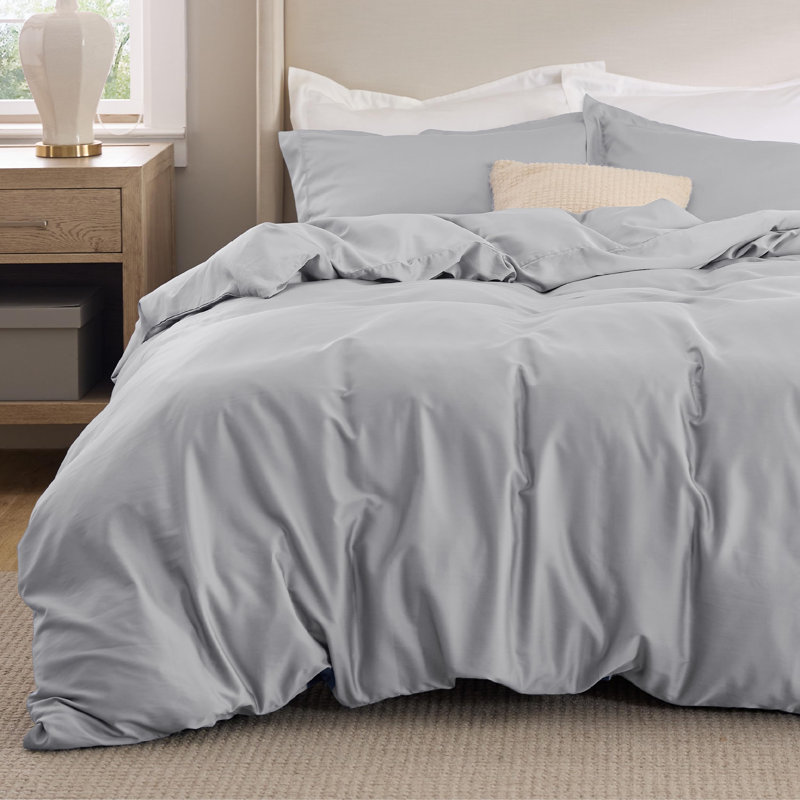Housse de couette en coton hybride Bedure, Queen Duvet Cover + 2 Standard Shams, Gris argenté