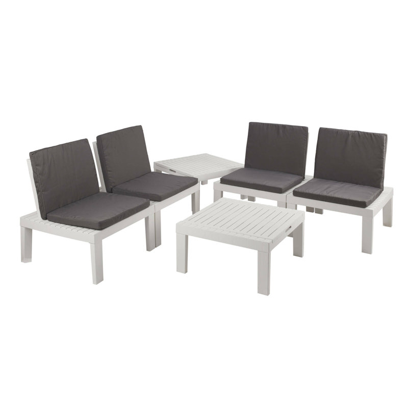 Huxon 2 - Person Patio Dining Set with Square Table , Cushions Included, White