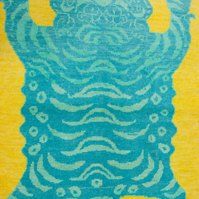 Yellow Contemporary Tiger Wool Rug - 4'1" x 6'3"