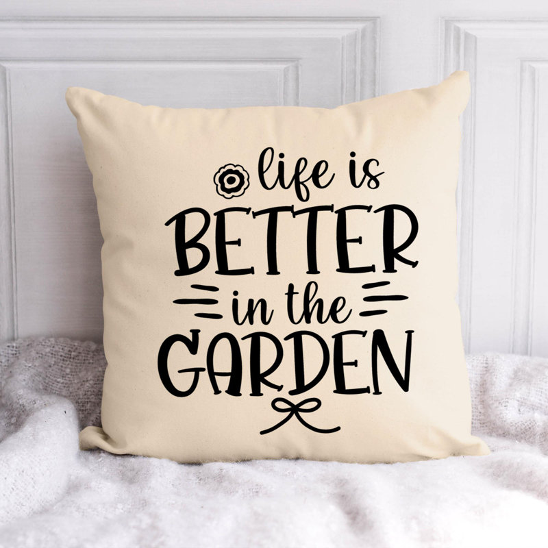 Citation amusante «Garden Lover» 749 - Coussin décoratif inclus, H 16 po x l 16 po