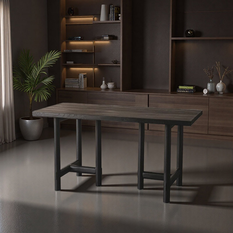 Bureau simple et durable en orme noir, H 29,52 po x l 55,11 po x P 27,55 po