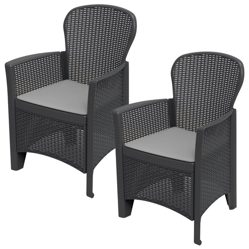 Kirrily Outdoor Patio Dining Armchair, Black