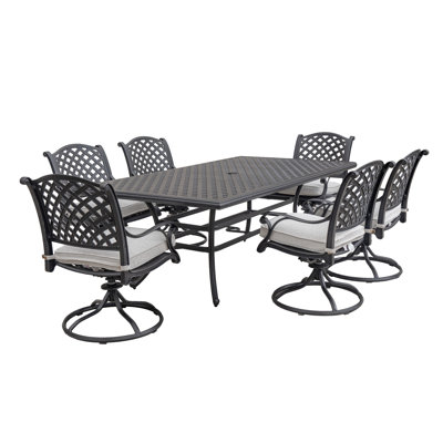 Adalyn 6 - Person Patio Dining Set with Rectangular Table , Cushions Included